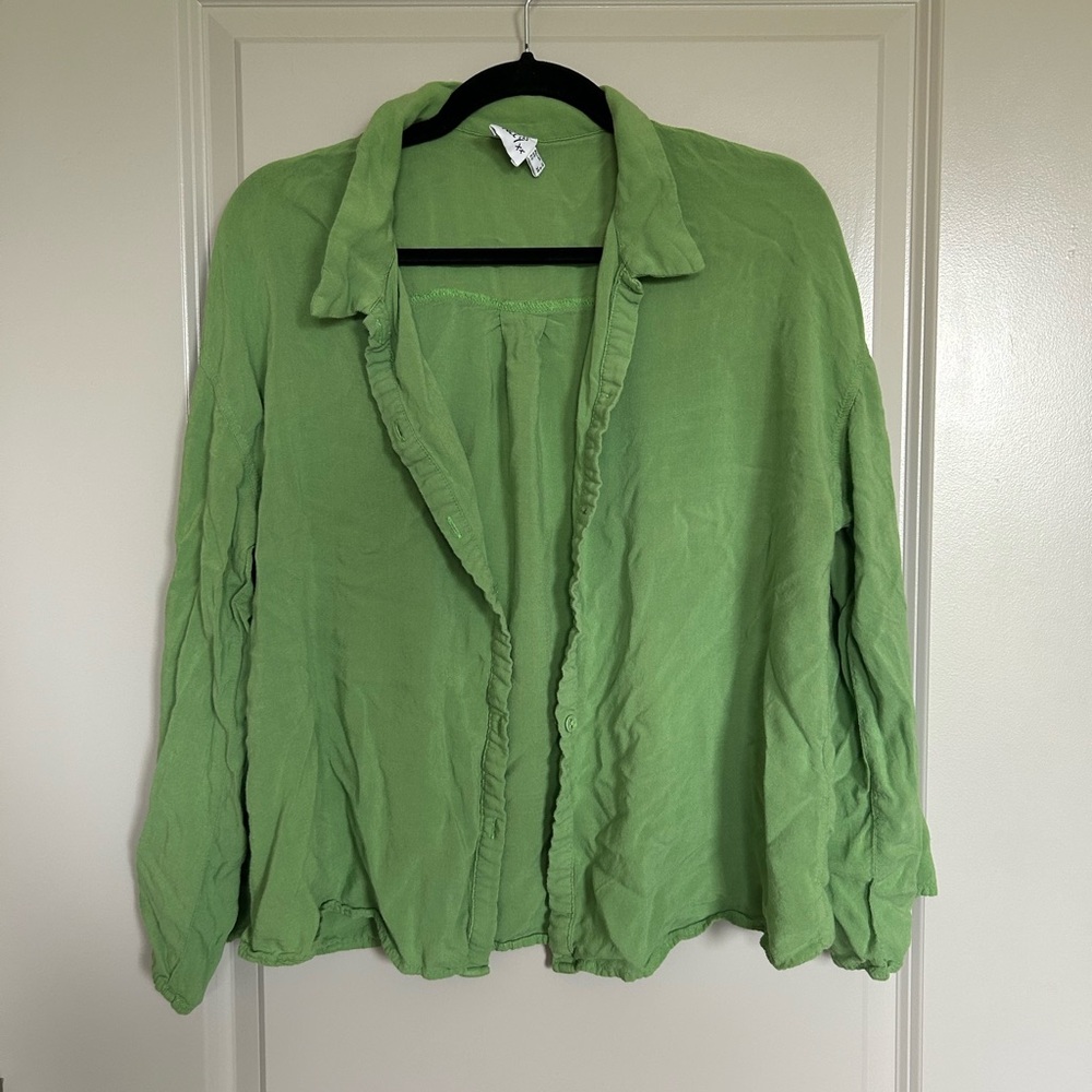 Princess Polly Green Long Sleeve Button Down Shirt